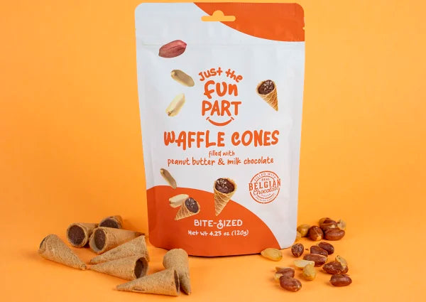 Just The Fun Part Waffle Cones, Milk Chocolate, Bite-Sized - 4.23 oz